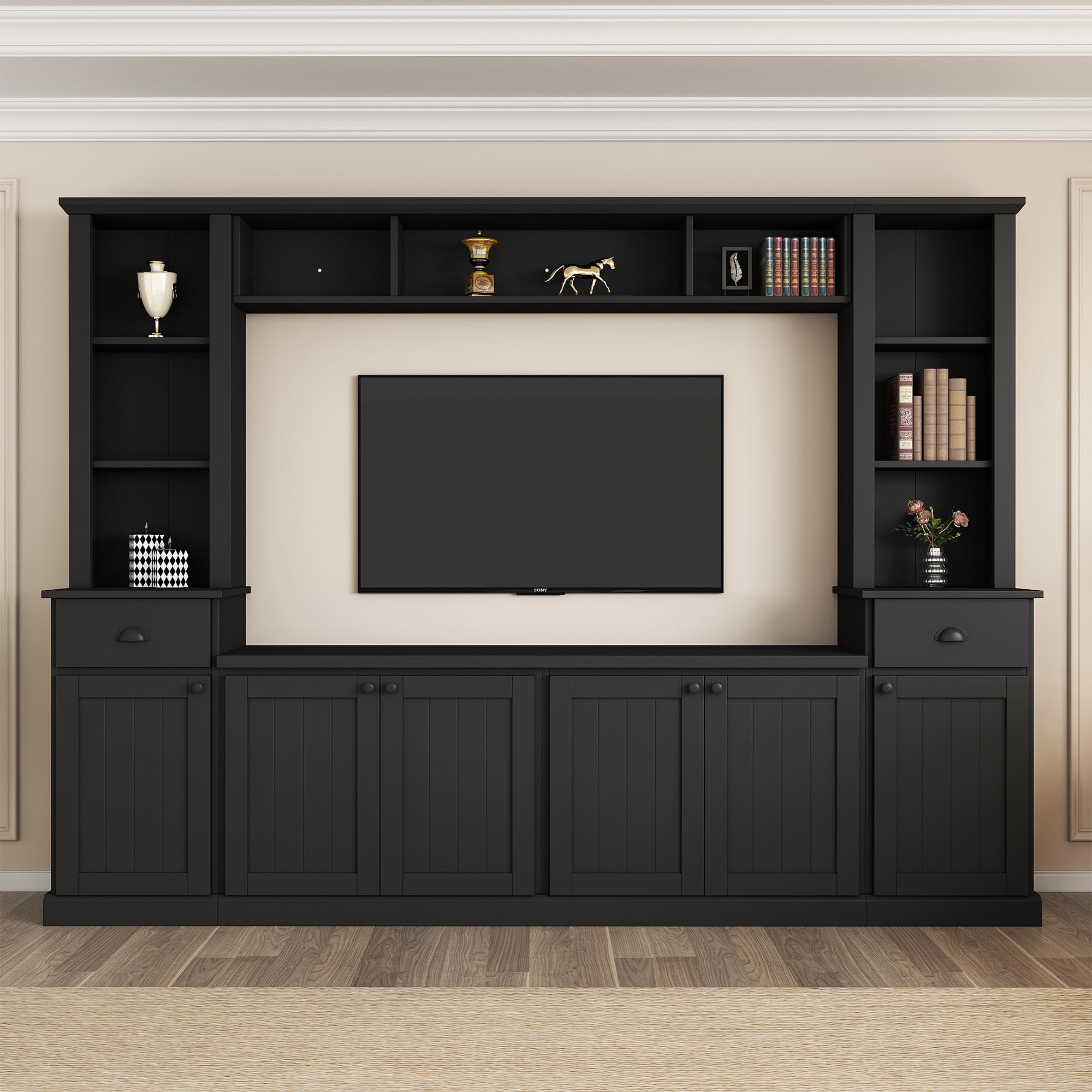 Amazon.com: Minimalist Entertainment Wall Unit with Bridge for TVs